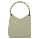 GUCCI Bamboo Shoulder Bag Patent leather Beige 001 2058 3007 Auth fm4523-2