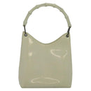 GUCCI Bamboo Shoulder Bag Patent leather Beige 001 2058 3007 Auth fm4523-3