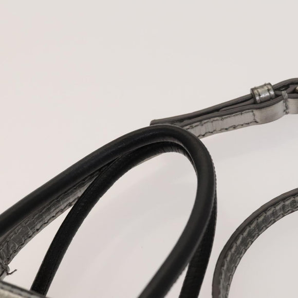 BALENCIAGA Shopping Phone Holder Shoulder Bag Leather Silver Auth fm4541