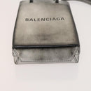 BALENCIAGA Shopping Phone Holder Shoulder Bag Leather Silver Auth fm4541-5