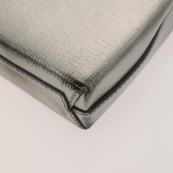 BALENCIAGA Shopping Phone Holder Shoulder Bag Leather Silver Auth fm4541