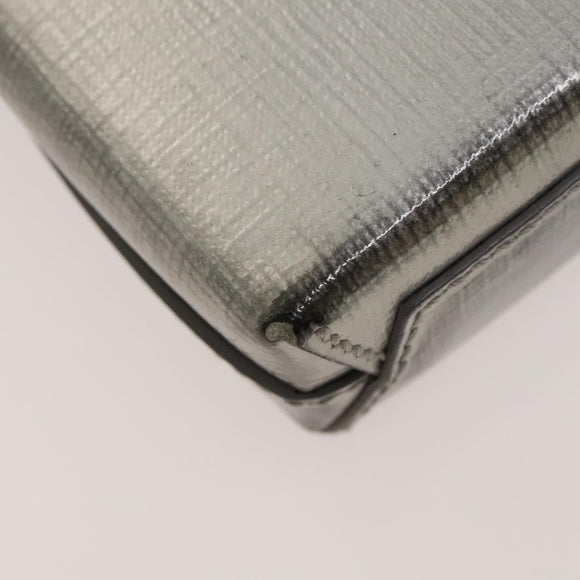 BALENCIAGA Shopping Phone Holder Shoulder Bag Leather Silver Auth fm4541