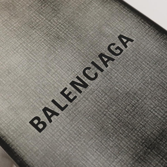 BALENCIAGA Shopping Phone Holder Shoulder Bag Leather Silver Auth fm4541