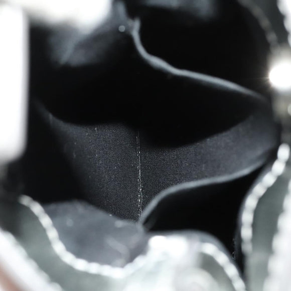 BALENCIAGA Shopping Phone Holder Shoulder Bag Leather Silver Auth fm4541