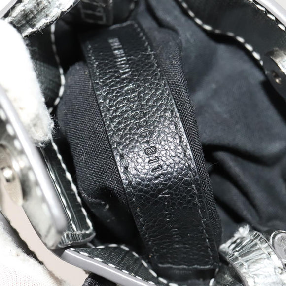 BALENCIAGA Shopping Phone Holder Shoulder Bag Leather Silver Auth fm4541