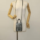 BALENCIAGA Shopping Phone Holder Shoulder Bag Leather Silver Auth fm4541-23