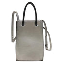 BALENCIAGA Shopping Phone Holder Shoulder Bag Leather Silver Auth fm4541-3