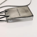 BALENCIAGA Shopping Phone Holder Shoulder Bag Leather Silver Auth fm4541-4