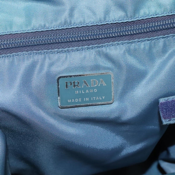 PRADA Hand Bag Nylon plastic Light Blue Silver clear Auth fm4546