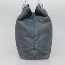 PRADA Hand Bag Nylon plastic Light Blue Silver clear Auth fm4546-3