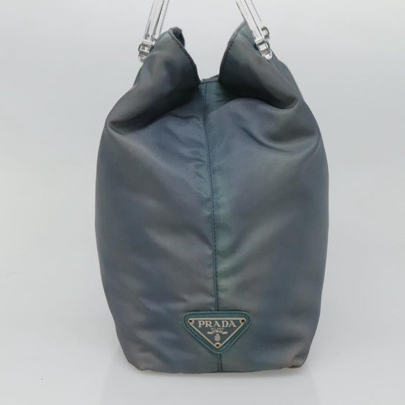 PRADA Hand Bag Nylon plastic Light Blue Silver clear Auth fm4546