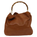 GUCCI Bamboo Shoulder Bag Leather Brown Gold 001 14 1577 Auth fm4551-13