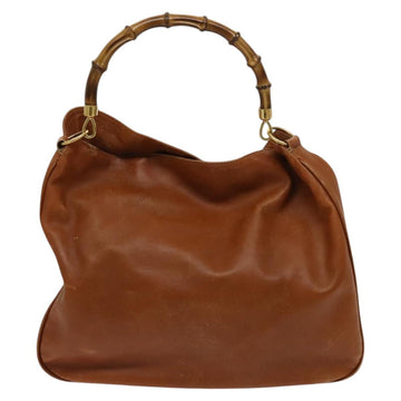 GUCCI Bamboo Shoulder Bag Leather Brown Gold 001 14 1577 Auth fm4551 - 0