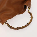 GUCCI Bamboo Shoulder Bag Leather Brown Gold 001 14 1577 Auth fm4551-7