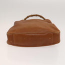 GUCCI Bamboo Shoulder Bag Leather Brown Gold 001 14 1577 Auth fm4551-5