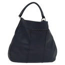 BOTTEGA VENETA INTRECCIATO Shoulder Bag Leather Navy Silver Auth fm4552-1