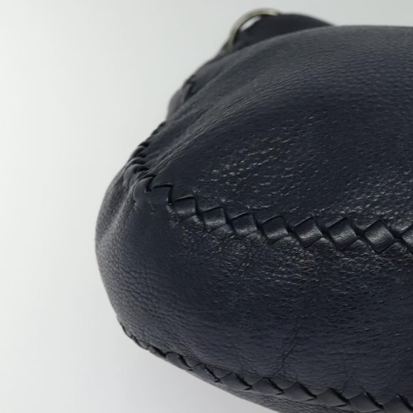 BOTTEGA VENETA INTRECCIATO Shoulder Bag Leather Navy Silver Auth fm4552