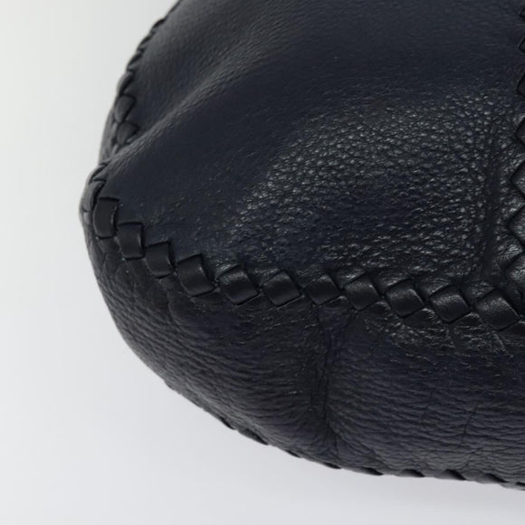 BOTTEGA VENETA INTRECCIATO Shoulder Bag Leather Navy Silver Auth fm4552