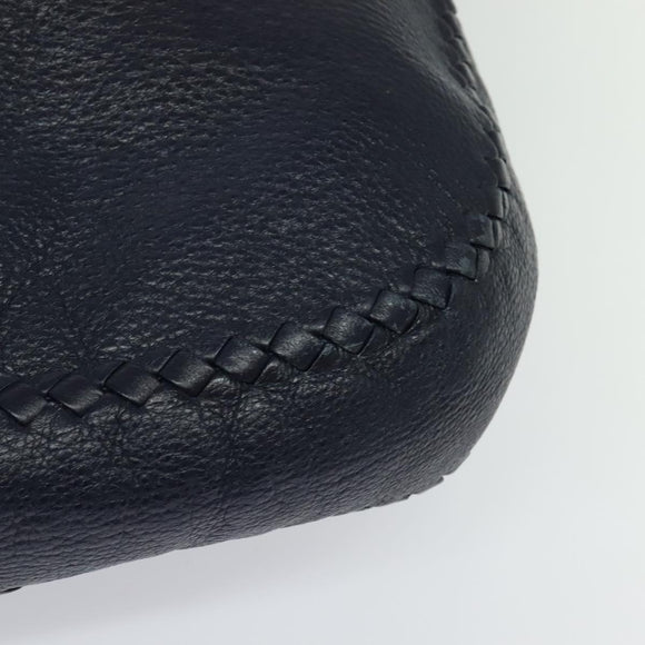 BOTTEGA VENETA INTRECCIATO Shoulder Bag Leather Navy Silver Auth fm4552