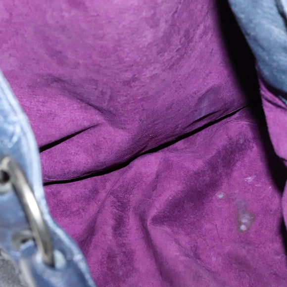 BOTTEGA VENETA INTRECCIATO Shoulder Bag Leather Navy Silver Auth fm4552