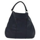 BOTTEGA VENETA INTRECCIATO Shoulder Bag Leather Navy Silver Auth fm4552-13
