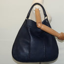 BOTTEGA VENETA INTRECCIATO Shoulder Bag Leather Navy Silver Auth fm4552-20