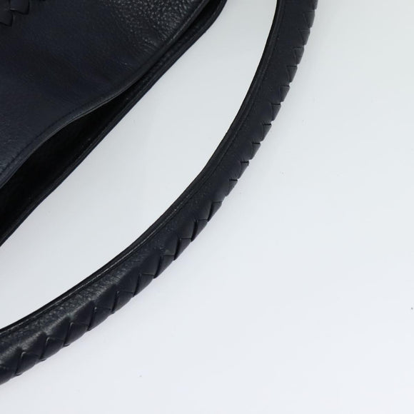 BOTTEGA VENETA INTRECCIATO Shoulder Bag Leather Navy Silver Auth fm4552