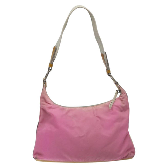 PRADA Umhängetasche Nylon Rosa Silber Auth fm4561