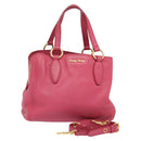 Miu Miu Vittello Caribbean Hand Bag Leather 2way Pink Gold Auth fm4567-1