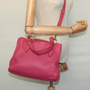 Miu Miu Vittello Caribbean Hand Bag Leather 2way Pink Gold Auth fm4567-27