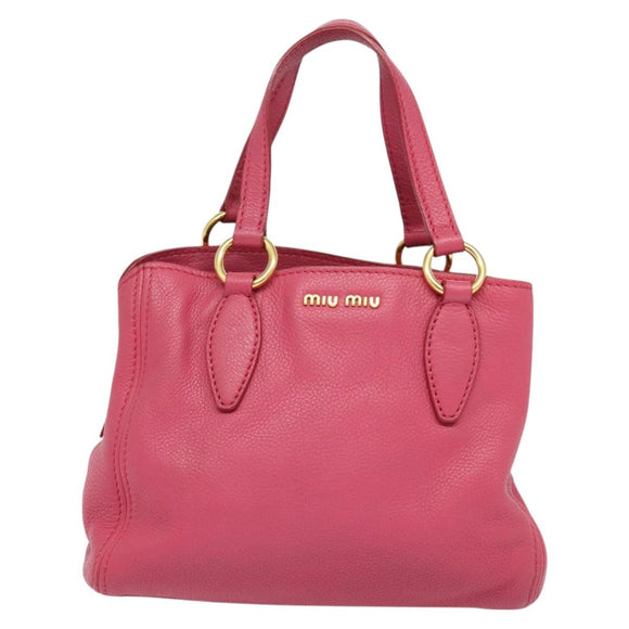Miu Miu Vittello Caribbean Hand Bag Leather 2way Pink Gold Auth fm4567
