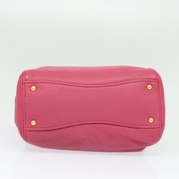 Miu Miu Vittello Caribbean Hand Bag Leather 2way Pink Gold Auth fm4567