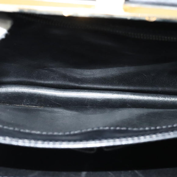 CELINE Shoulder Bag Leather Black Gold Auth fm4568