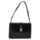 CELINE Shoulder Bag Leather Black Gold Auth fm4568-1