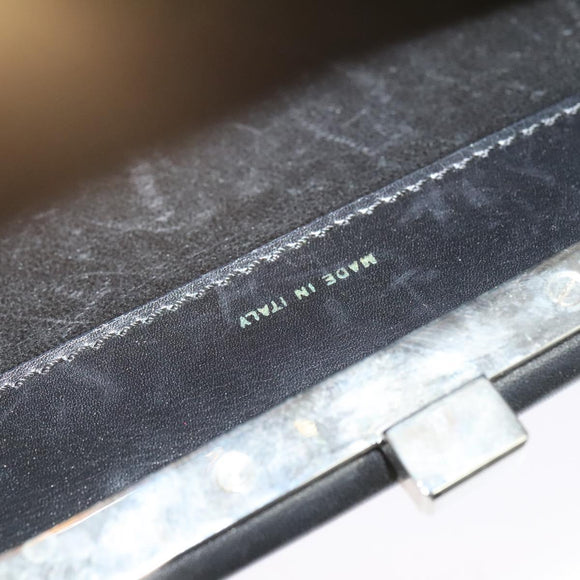 CELINE Shoulder Bag Leather Black Gold Auth fm4568