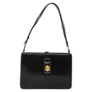CELINE Shoulder Bag Leather Black Gold Auth fm4568-13