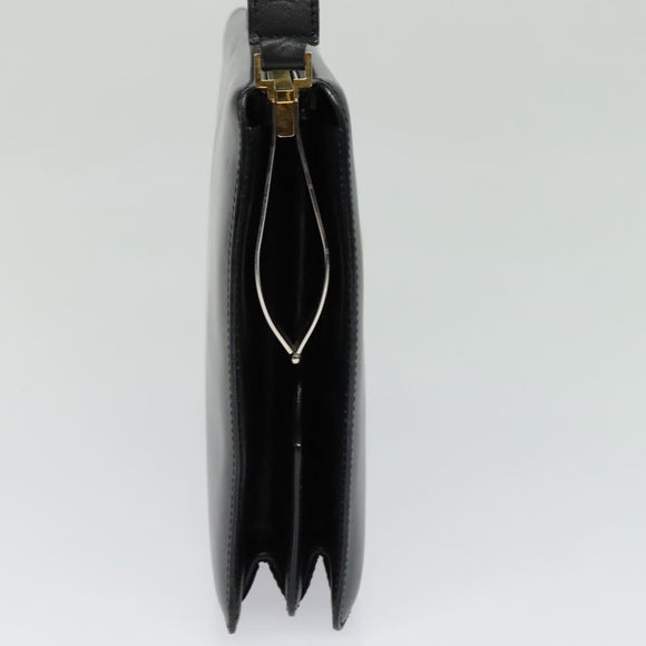 CELINE Shoulder Bag Leather Black Gold Auth fm4568