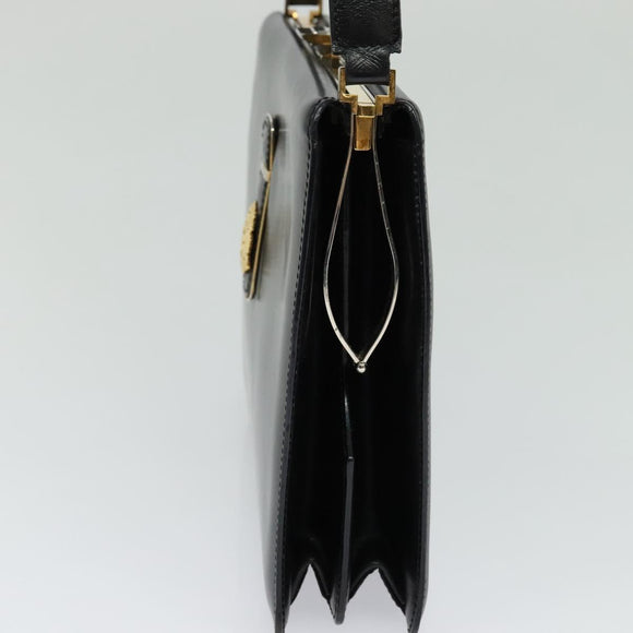 CELINE Shoulder Bag Leather Black Gold Auth fm4568