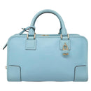 LOEWE Anagram Amazona 28 Hand Bag Leather Light Blue Gold Auth fm4572-13