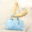 LOEWE Anagram Amazona 28 Hand Bag Leather Light Blue Gold Auth fm4572-25