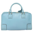 LOEWE Anagram Amazona 28 Hand Bag Leather Light Blue Gold Auth fm4572-2