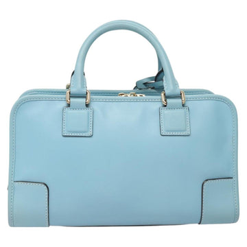 LOEWE Anagram Amazona 28 Hand Bag Leather Light Blue Gold Auth fm4572 - 0