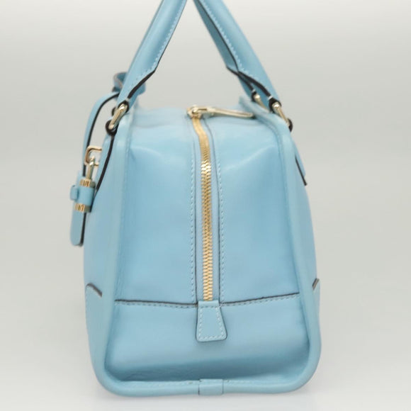 LOEWE Anagram Amazona 28 Hand Bag Leather Light Blue Gold Auth fm4572