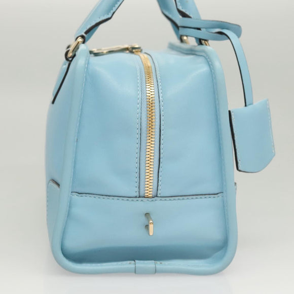 LOEWE Anagram Amazona 28 Hand Bag Leather Light Blue Gold Auth fm4572