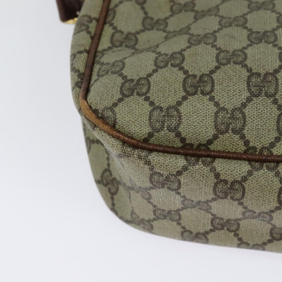 GUCCI GG Supreme Web Sherry Line Shoulder Bag PVC Leather Beige Gold Auth fm4588