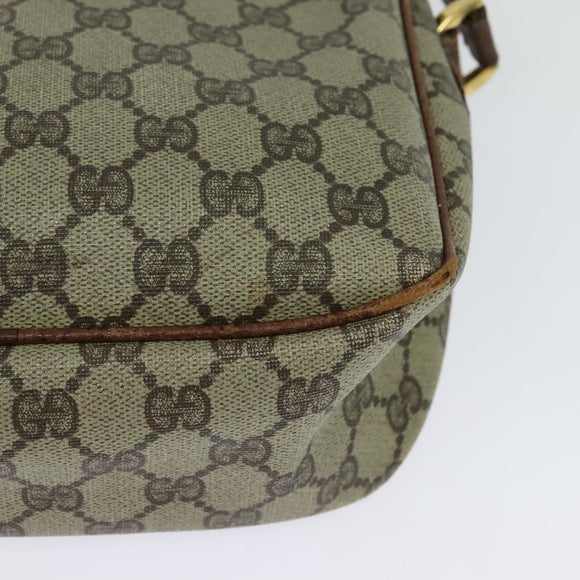 GUCCI GG Supreme Web Sherry Line Schoudertas PVC Leer Beige Goud Auth fm4588
