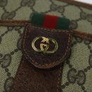 GUCCI GG Supreme Web Sherry Line Shoulder Bag PVC Leather Beige Gold Auth fm4588-17