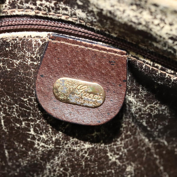 GUCCI GG Supreme Web Sherry Line Schoudertas PVC Leer Beige Goud Auth fm4588