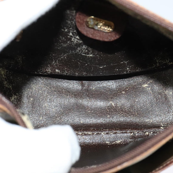 GUCCI GG Supreme Web Sherry Line Shoulder Bag PVC Leather Beige Gold Auth fm4588