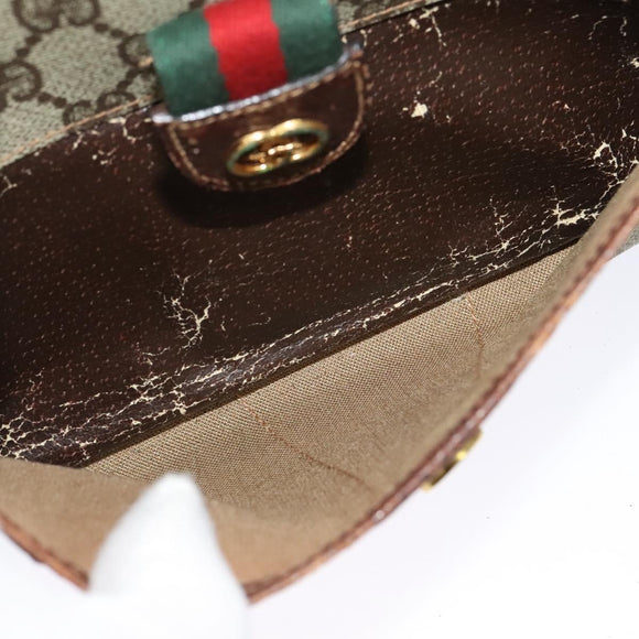 GUCCI GG Supreme Web Sherry Line Shoulder Bag PVC Leather Beige Gold Auth fm4588